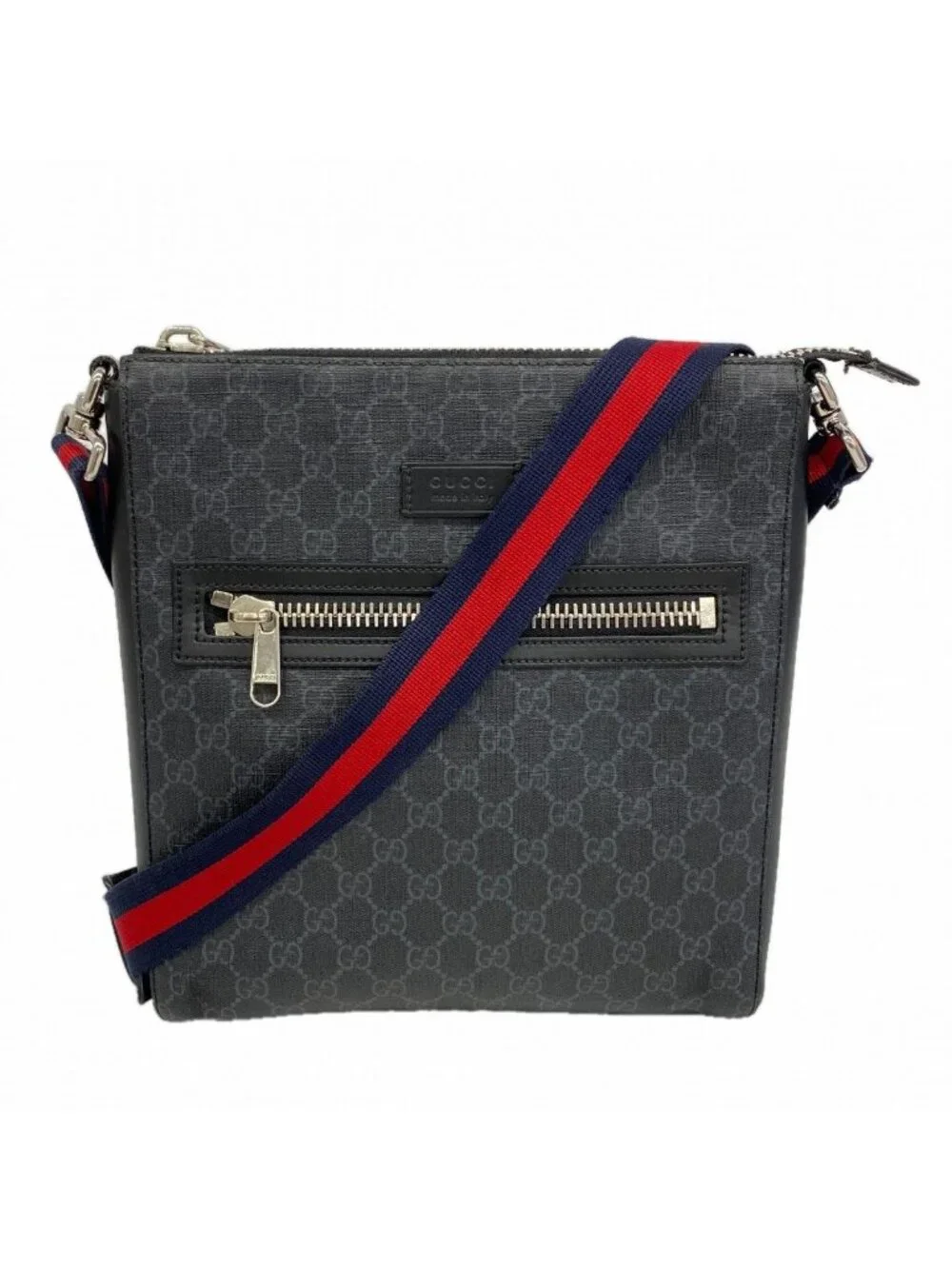 Gucci Shoulder Bag GG Supreme Black Silver
